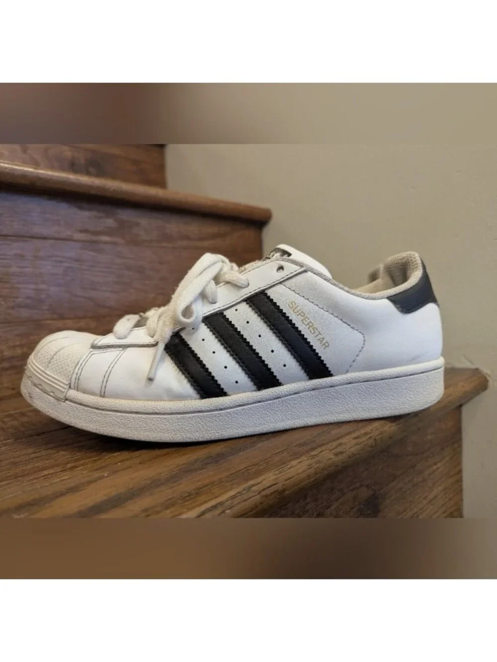 Adidas Superstar Shoes - White and Black Leather Unisex M6/W7